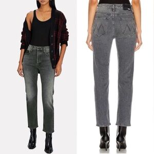 MOTHER SUPERIOR Jeans Tomcat Ankle Straight Leg Cropped Gray Black Size 24